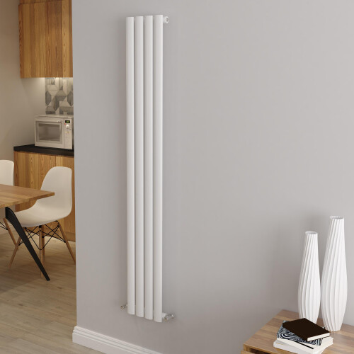 AICA (Single 1600x236mm, White) Designer Oval Column Radiator Central Heating
