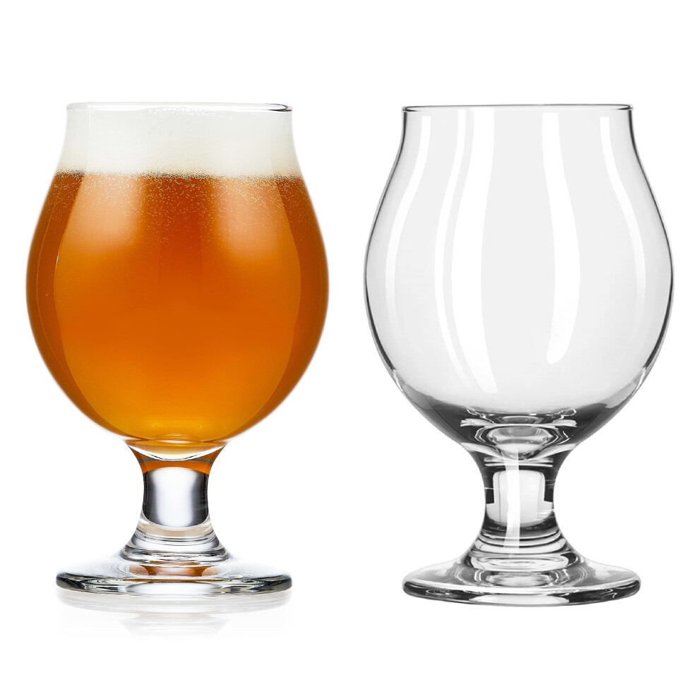 (12.3 Oz 2-Pack) Craft Brews Classic Belgian Beer Glasses, Dishwasher Safe Beer Glasses Set of 2 for Belgian Ale, Tulip Beer Glasses