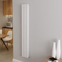 (Double 1600x236mm, White) Designer Oval Column Radiator Central Heating