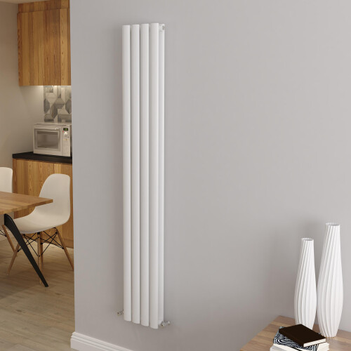 AICA (Double 1600x236mm, White) Designer Oval Column Radiator Central Heating