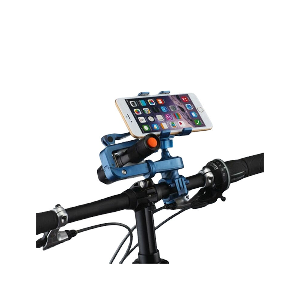 (Blue) 360 Rotation 2In1 Bicycle Cell Phone Holder Multifunctions Flashlight Holder Phone Clip Blue 6112212736319