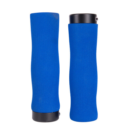 (Blue) Durable Shockproof Anti-slip Soft Lightweight Single-sided Locking Sponge 1 Pair x Bicycle Grip Mountain Bikes Grip
