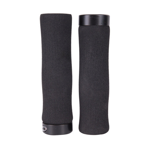 (Black) Durable Shockproof Anti-slip Soft Lightweight Single-sided Locking Sponge 1 Pair x Bicycle Grip Mountain Bikes Grip