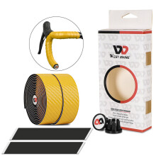 (Yellow) Bike Handlebar Tape Anti-slip Shock Absorption Handle Bar Tape Cycling Handle Accessories with Two Plug