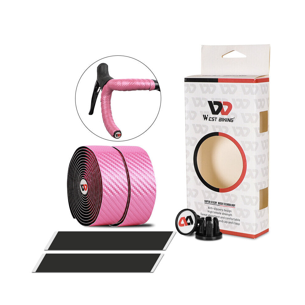 (Pink) Bike Handlebar Tape Anti-Slip Shock Absorption Handle Bar Tape Cycling Handle Accessories With Two Plug Pink 6112212723401