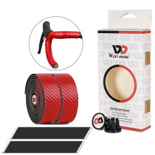(Red) Bike Handlebar Tape Anti-slip Shock Absorption Handle Bar Tape Cycling Handle Accessories with Two Plug