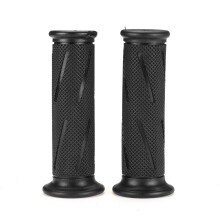 (Black) 7/8 Inch 22cm Motorcycle Handlebar Grip Retro Handle Rubber Bar Rubber Gel Grip