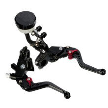 (Black) 7/8 22mm Motorcycle Front Brake Clutch Master Levers Set Reservoir Cylinder Universal