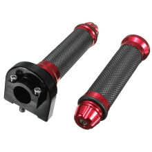 (Red) 22mm CNC Aluminum Throttle Tube Handbar Grips For Motorcycle Dirt Bike
