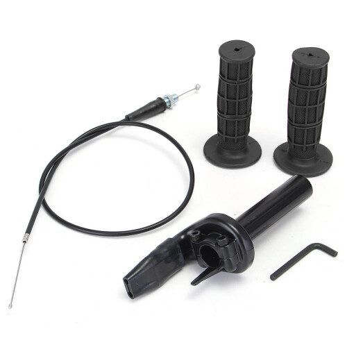 (Black) 7/8inch Pull Push Throttle Assembly with Grip Cables For Off-road Motorcycle
