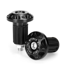 (Black) Pair 7/8 Inch Handle Handlebar Grips Bar End Cap Plugs Aluminum For Motorcycle Bike