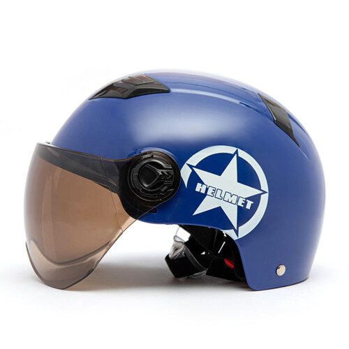 (Blue, L) Motorcycle Helmet Half Open Face Adjustable Size Protection Gear Head Helmets