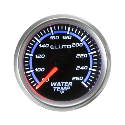 2" 52mm 80-260F Water Temperature Gauge Blue LED Black Face Car Meter + Sensor 1