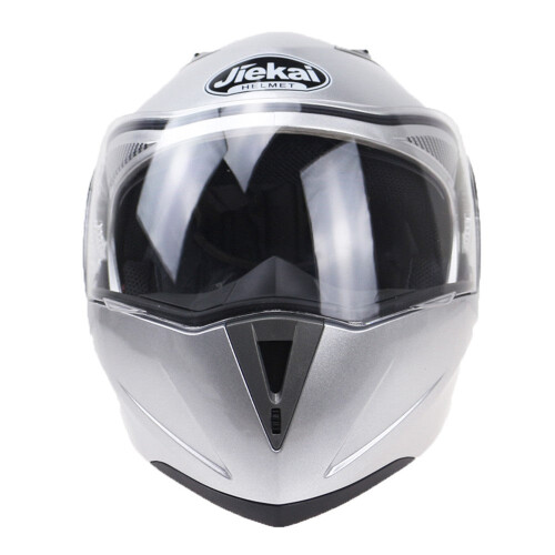 (Silver, 2XL) Safe Double Visor Motorcycle Helmets