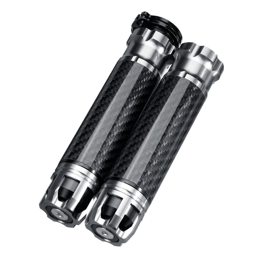 (Silver) 7/8Inch 22Mm Aluminum Motorcycle Handlebar Grips Handle Bar Silver 8727971666173