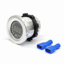 (Silver) 12V DC LED Panel Voltmeter Car Motorcycle Waterproof Digital Voltage Socket Meter Gauge