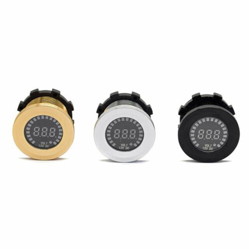 (Black) 12V DC LED Panel Voltmeter Car Motorcycle Waterproof Digital Voltage Socket Meter Gauge 2