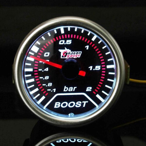 2 Inch Universal Car Red Led Boost Auto Gauge -1 to 2 Bar Meter 1