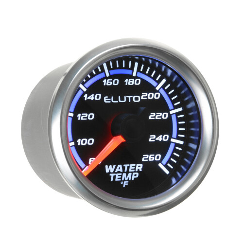 2" 52mm 80-260F Water Temperature Gauge Blue LED Black Face Car Meter + Sensor 2
