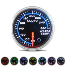 2Inch 52mm 80-260F Water Temperature Gauge 7 Color LED Black Face Car Meter with Sensor