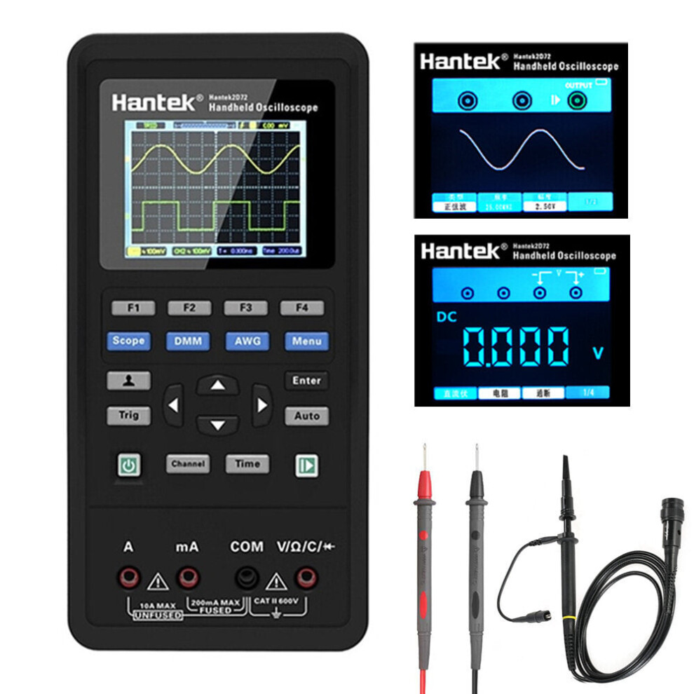 3In1 Digital Oscilloscope + Waveform Generator+Multimeter Portable Usb 2 Channels 40Mhz 70Mhz Lcd Display Test Meter Tools 9078193225624