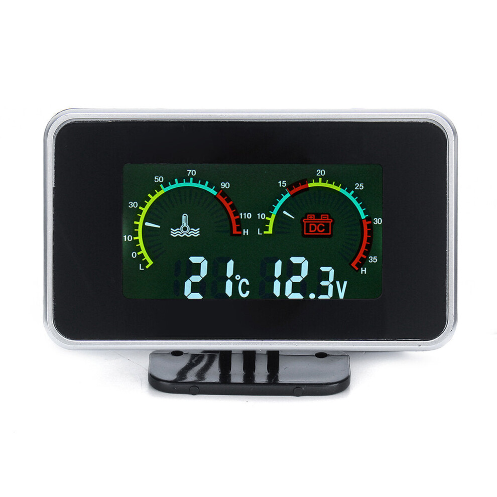 12V-24V 2 In1 Lcd Car Digital Gauge Voltage Pressure/Water Temp Meter With Buzzer Alarm 4250937593588
