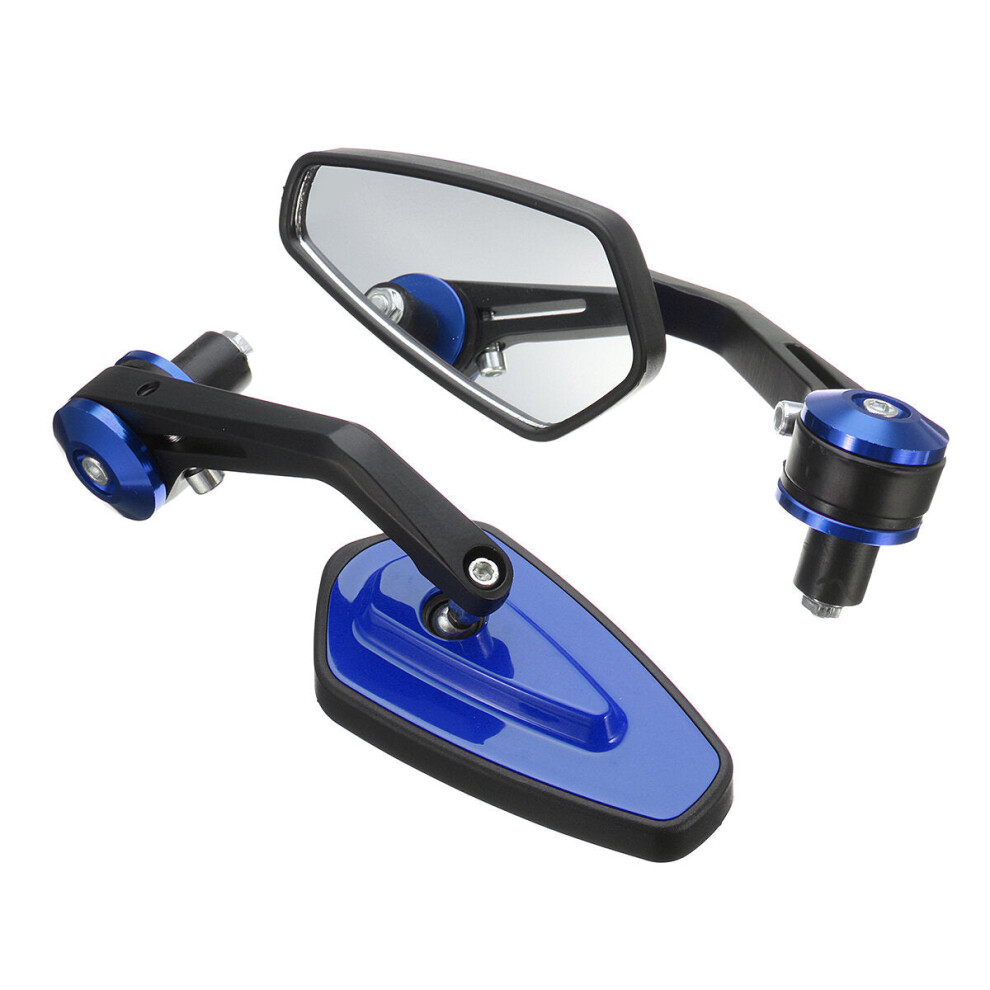 (Blue) 7/8Inch Aluminum Handlebar End Rear View Side Mirror Universal For Motorcycle Blue 8727971665947