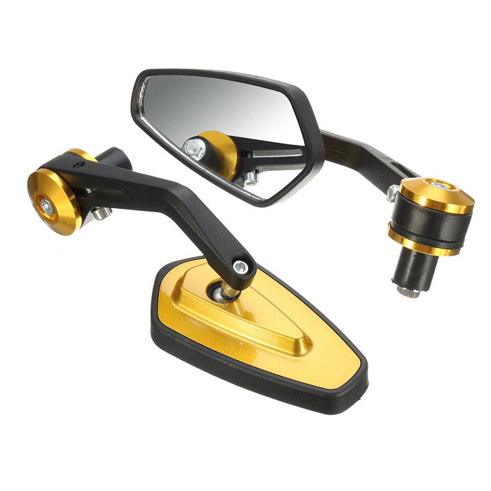 (Gold) 7/8Inch Aluminum Handlebar End Rear View Side Mirror Universal For Motorcycle Gold 8727971665930