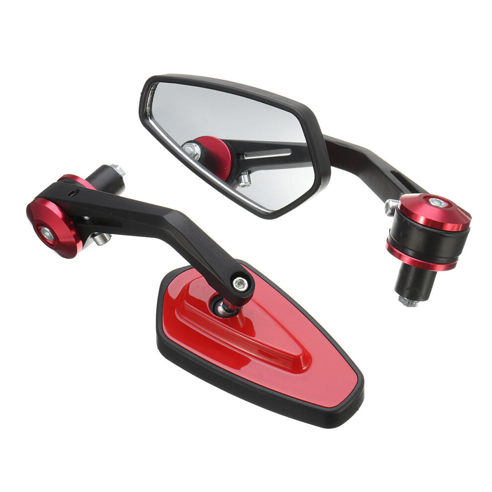 (Red) 7/8Inch Aluminum Handlebar End Rear View Side Mirror Universal For Motorcycle Red 8727971665954