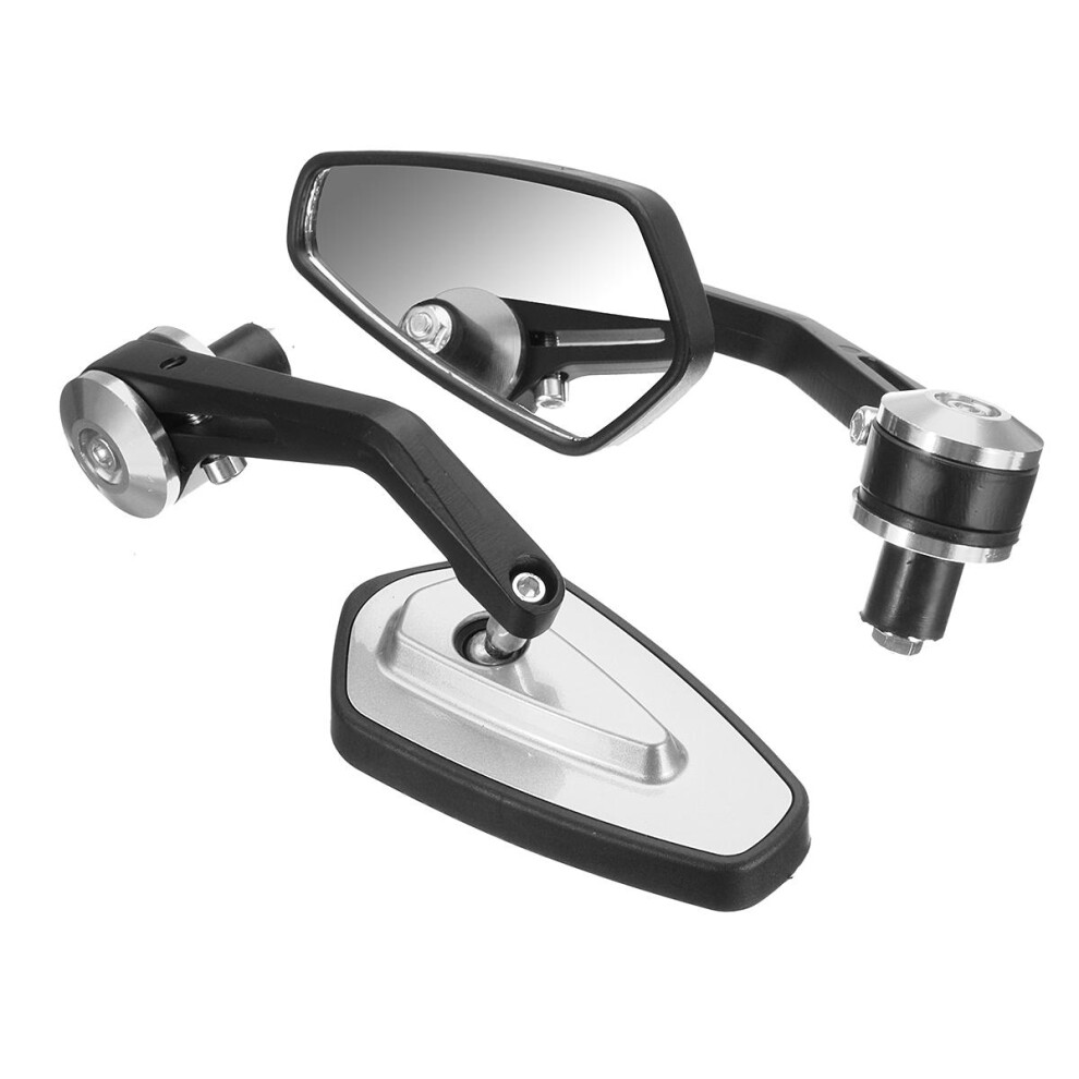 (White) 7/8Inch Aluminum Handlebar End Rear View Side Mirror Universal For Motorcycle White 8727971665978