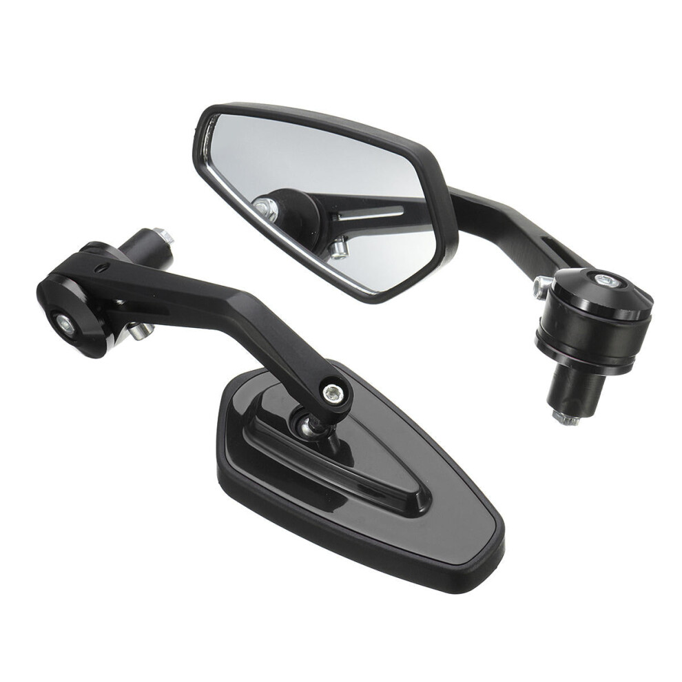 (Black) 7/8Inch Aluminum Handlebar End Rear View Side Mirror Universal For Motorcycle Black 8727971665961