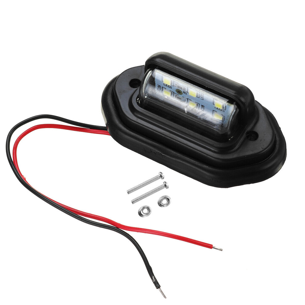 () Rear Tail Led License Number Plate With Fittings For 10-30V Truck Lorry Van Caravan Black/Light 3592643617204