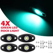 (Green) 4pcs LED Rock Light Underbody Atmosphere Deck Lamp Wireless Underbody Aluminum Alloy For Offroad Truck UTV Marrine
