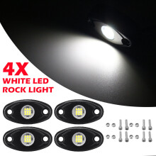 (White) 4pcs LED Rock Light Underbody Atmosphere Deck Lamp Wireless Underbody Aluminum Alloy For Offroad Truck UTV Marrine