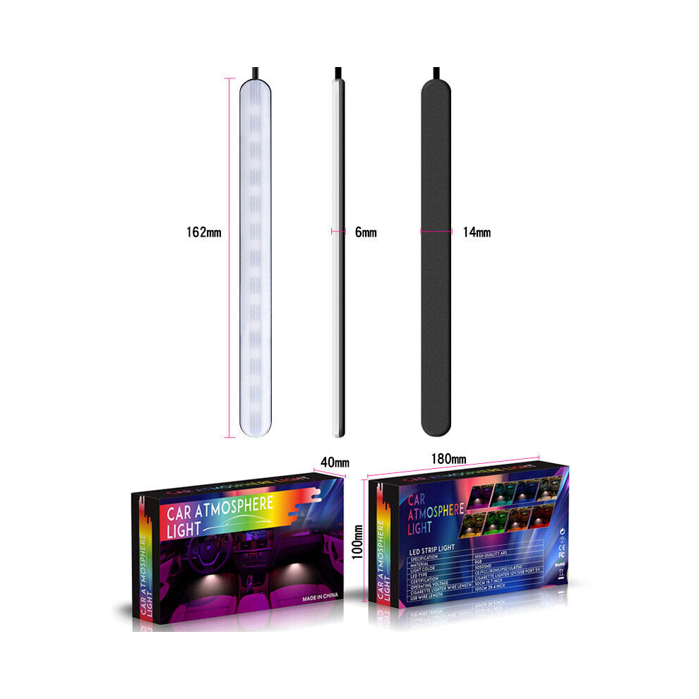 (#1) Car Rgb Atmosphere Lamps Car Interior Ambient Decorative Dashboard Door Remote Control And App Control Foot Light 8727971772034