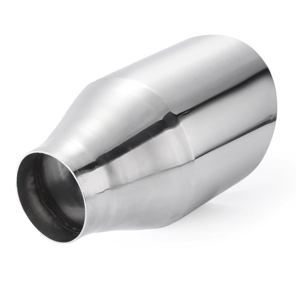 Universal Stainless Steel Exhaust Muffler Round Slant 2.25 Inch Inelt 4 Inch Outlet 9078193207750