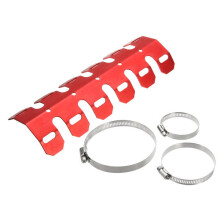 (Red) Motorcycle Exhaust Heat Shield Guard Cover For Harley/Honda/Yamaha/Kawasaki/BMW/Harley