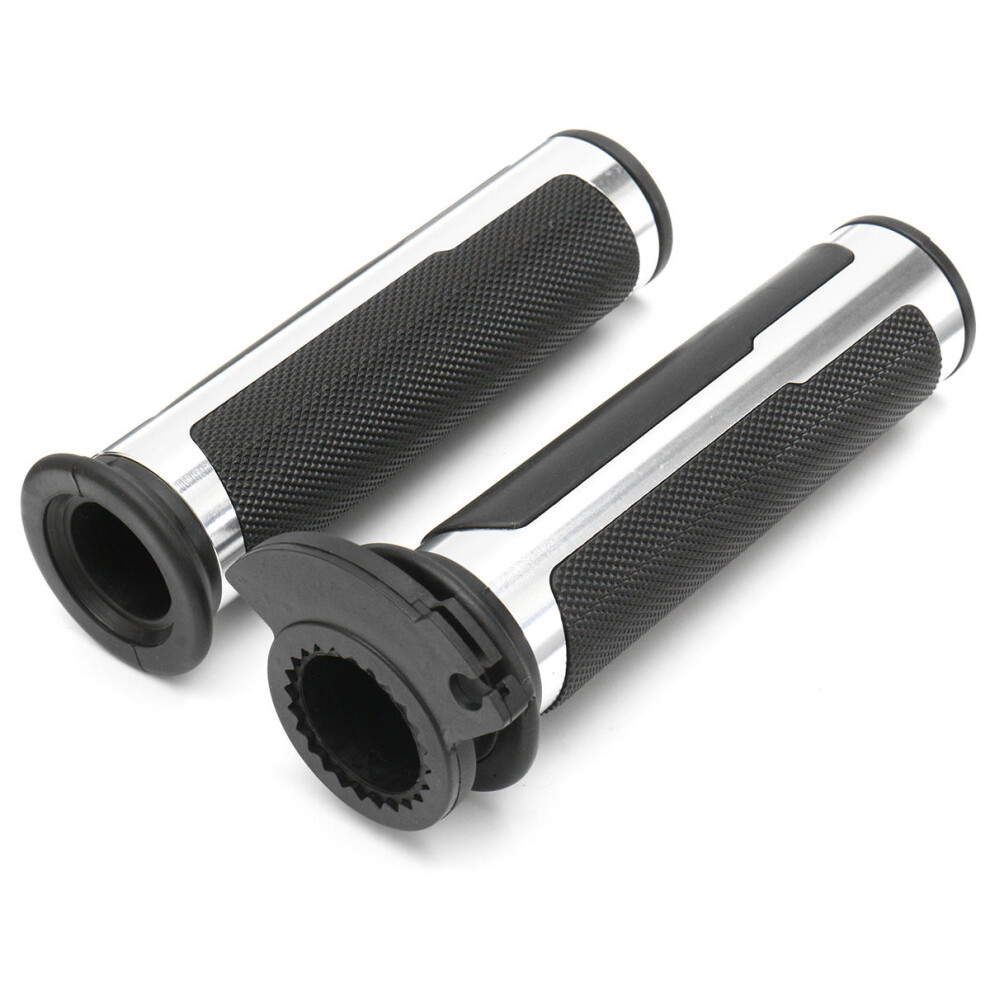 (Silver) 7/8Inch 22Mm Motorcycle Handlebar End Hand Grips Silver 8727971666029