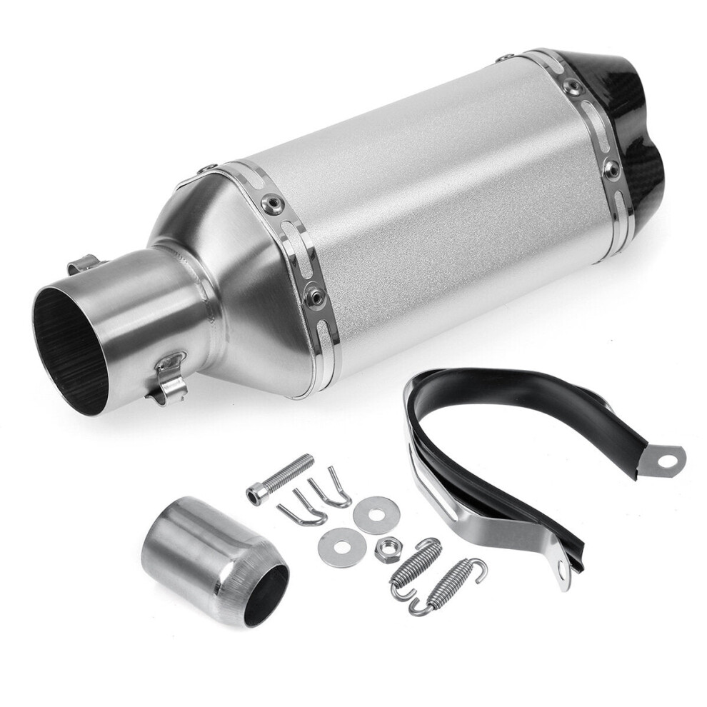(Silver) 38-51Mm Motorcycle Double Outlet Exhaust Tail Pipe Kit 300Mm Universal Silver 6093316938703