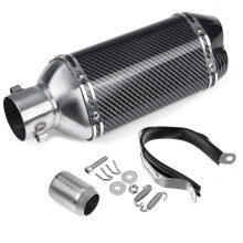 (Carbon Fiber) 38-51mm Motorcycle Double Outlet Exhaust Tail Pipe Kit 300mm Universal