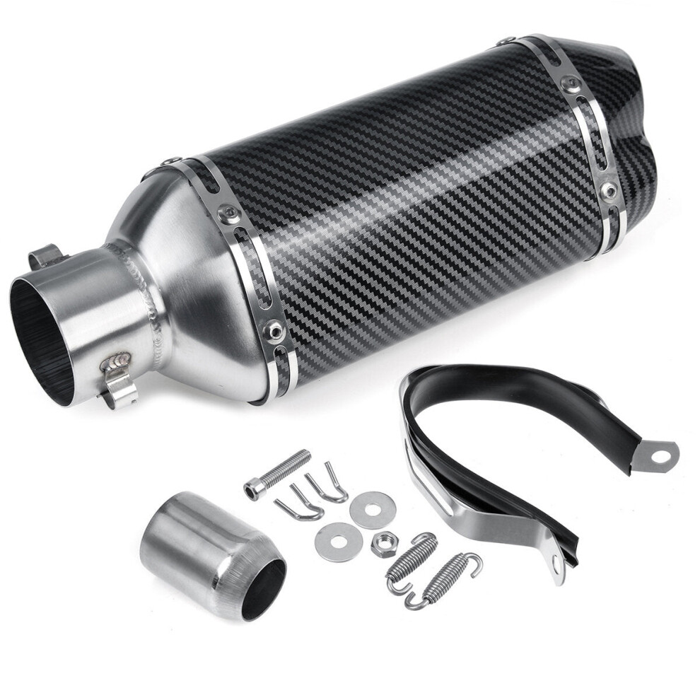 (Carbon Fiber) 38-51Mm Motorcycle Double Outlet Exhaust Tail Pipe Kit 300Mm Universal 6093316938710