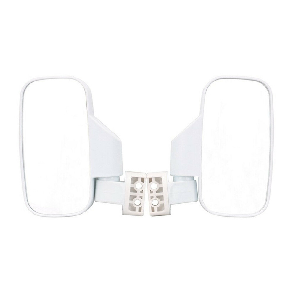 (White) Pair Universal Motorcycle Mirrors Utv Handle Bar Side Rear View Mirrors Shockproof White 8727971661055