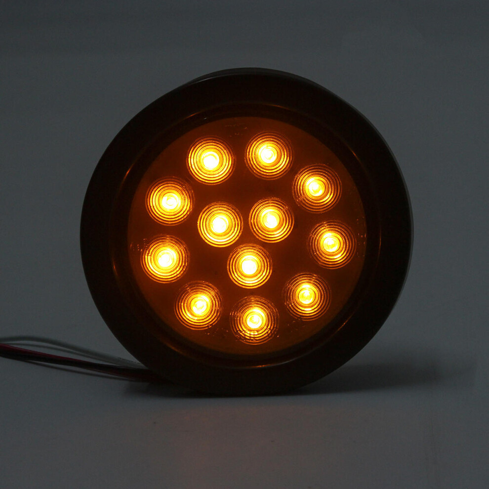() 4Inch 12V 12Led Car Tail Reversing Indicator Signal Lamp For Truck Trailer Yellow/Light 3592643618010