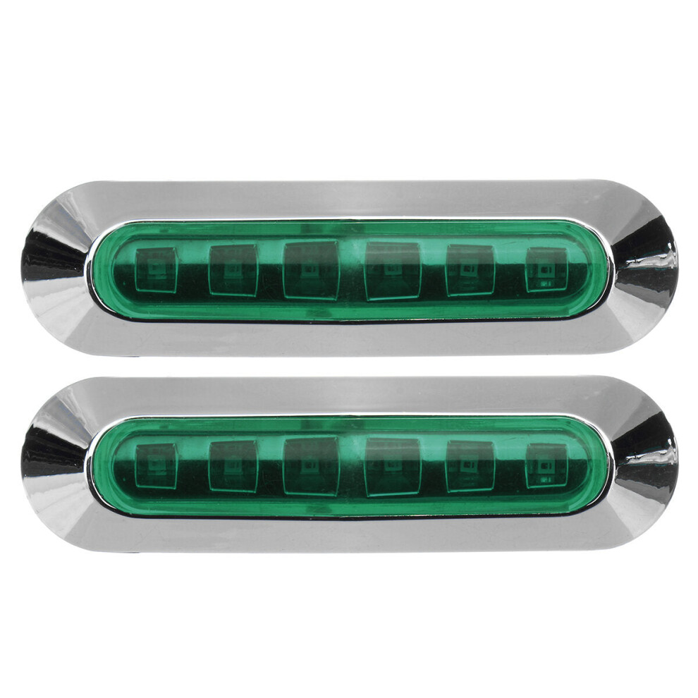 (Green) 2Pcs 6Led Side Marker Lights Lamp 12V 24V For Truck Trailer Caravan Lorry Van Green 4250937580946