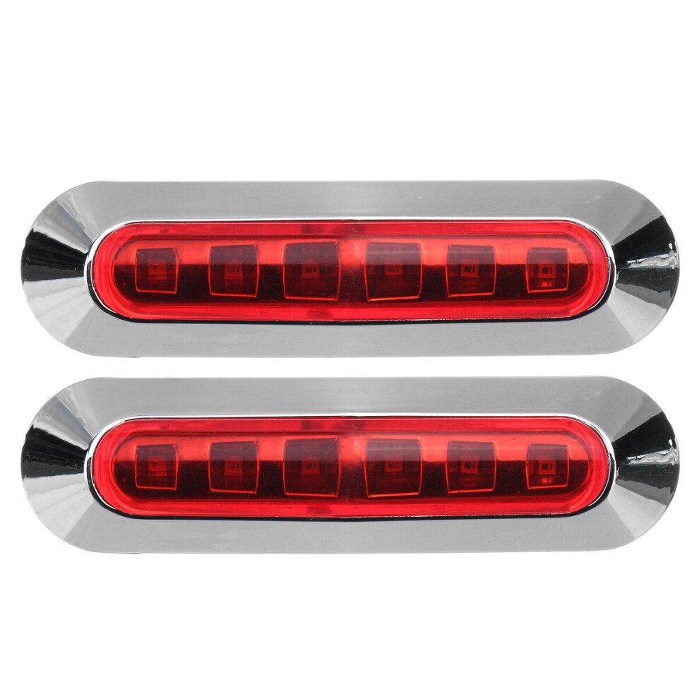 (Red) 2PCS 6LED Side Marker Lights Lamp 12V 24V for Truck Trailer Caravan Lorry Van-image-OPC-PJFDMS9-NEW