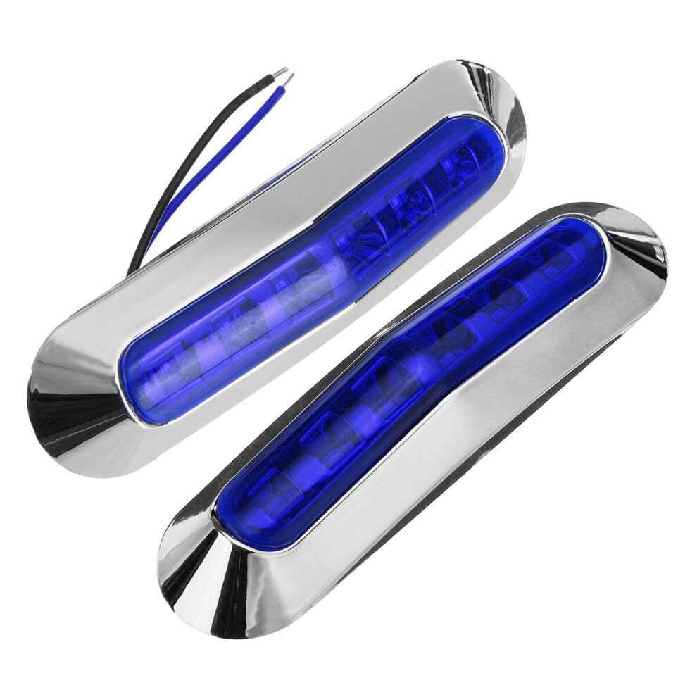 (Blue) 2Pcs 6Led Side Marker Lights Lamp 12V 24V For Truck Trailer Caravan Lorry Van Blue 4250937580960