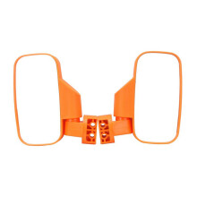 (Orange) Pair Universal Motorcycle Mirrors UTV Handle Bar Side Rear View Mirrors Shockproof