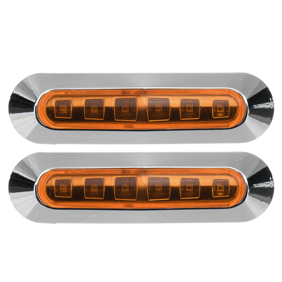 (Yellow) 2Pcs 6Led Side Marker Lights Lamp 12V 24V For Truck Trailer Caravan Lorry Van Yellow 4250937580977