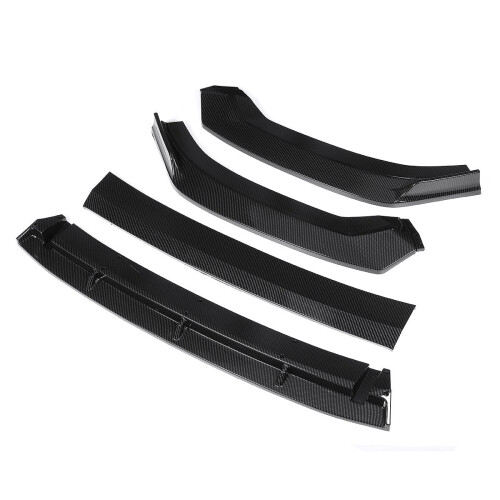 4Pcs Double Layer Carbon Fiber Look Front Bumper Lip Spoiler Cover Trim 1