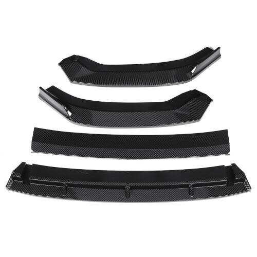 4Pcs Double Layer Carbon Fiber Look Front Bumper Lip Spoiler Cover Trim 2